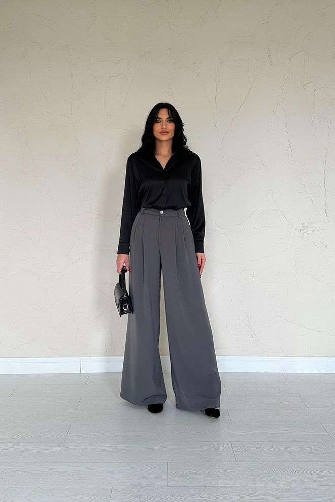 Elisa Pantaloni Comfort A Pieghe Fumè Abbigliamento all'ingrosso Formale