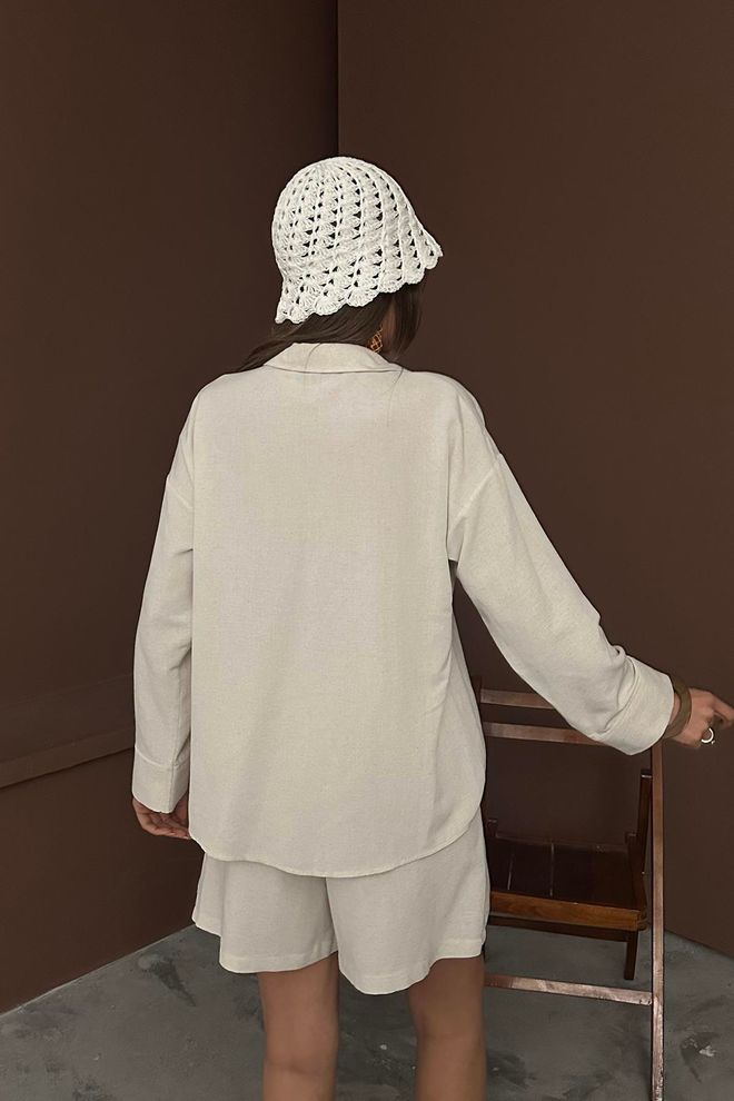 Elisa Beiger Alacati Leinenanzug Im Großhandel Großhandelskleidung Lässig