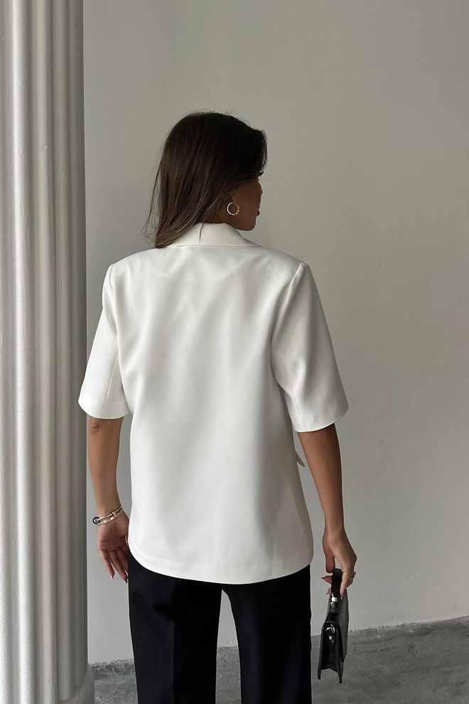 Elisa Toptan Beyaz Kısa Kollu Blazer Ceket Toptan Giyim Elastan