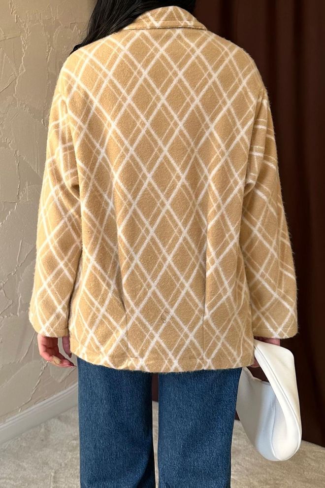 L&C Beige Checkered Casual Overshirt Jacket Wholesale Clothing Lounge