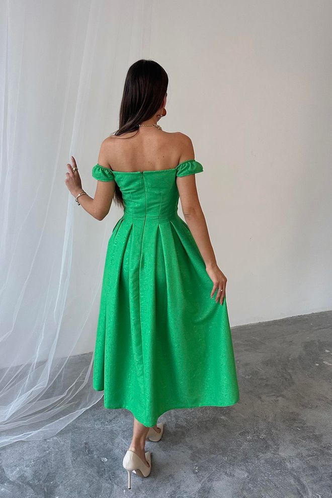 L&C Elegant Green Fit And Flare Midi Dress Wholesale Clothing Formal