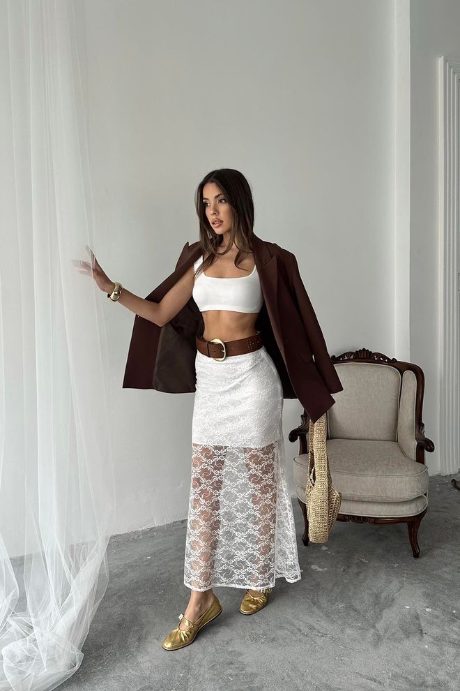 Elisa Veleprodajna Suknja Od Bijele Čipke Veleprodaja odjeće Elegantan