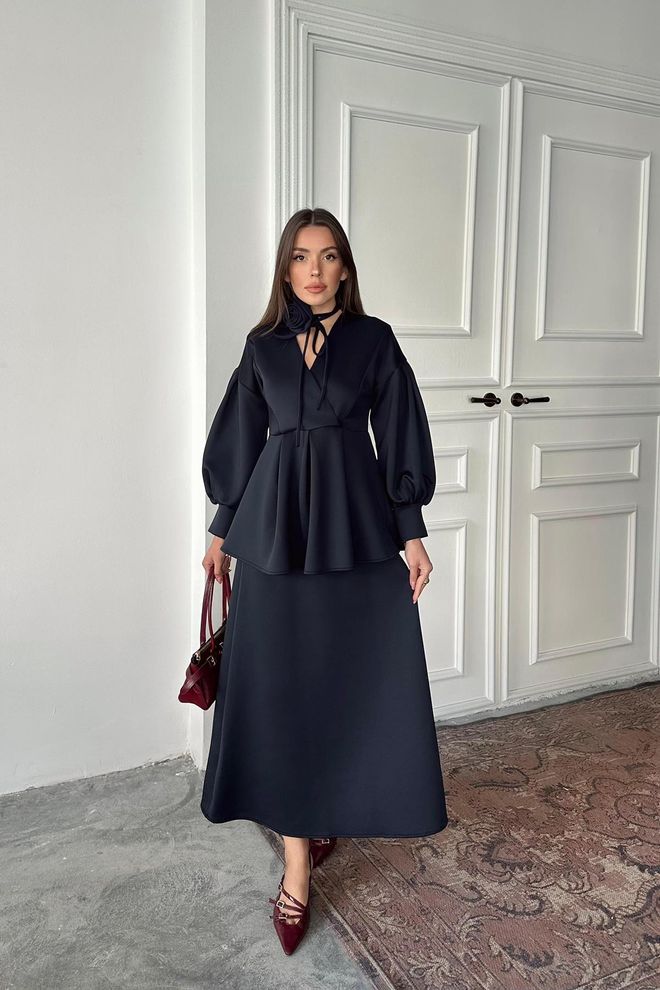 Elisa Wholesale Black Rose Detailed Suit Wholesale Clothing Formal