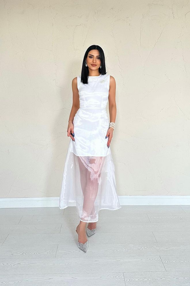 L&C Элегантное Белое Платье сорочка С Рукавами крышками Оптовая продажа одежды Вечер