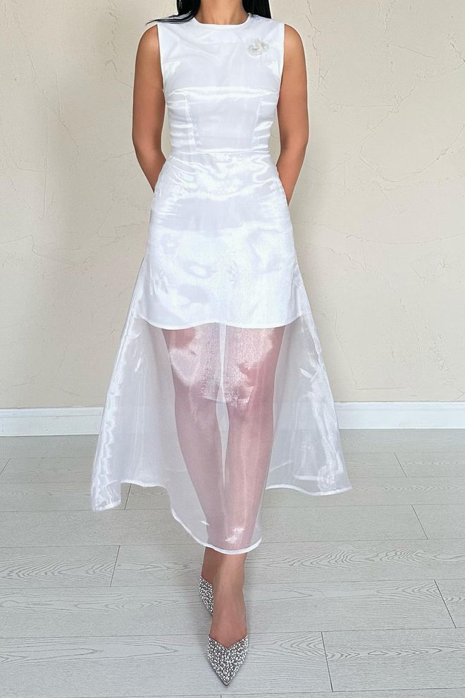 L&C Элегантное Белое Платье сорочка С Рукавами крышками Оптовая продажа одежды Лето