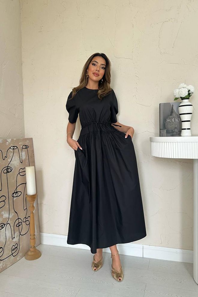 Elisa Juoda Eleganti A Formos Maxi Suknelė Su Pusė Rankovių Didmeninė prekyba drabužiais Apykaklė su įkirpimu