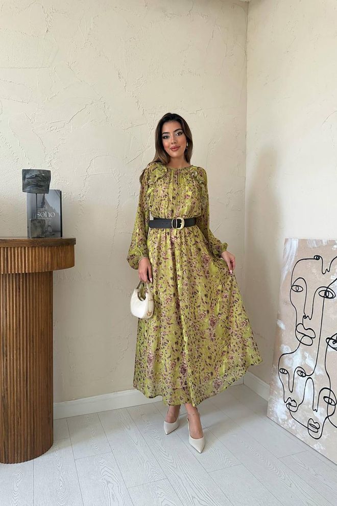 Elisa Vestito Verde Elegante Fit And Flare Abbigliamento all'ingrosso Modesto