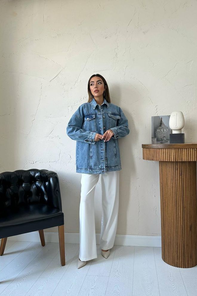Elisa Mėlynas Oversized Atsitiktinis Vintažinis Švarkas Didmeninė prekyba drabužiais Kokteilinė
