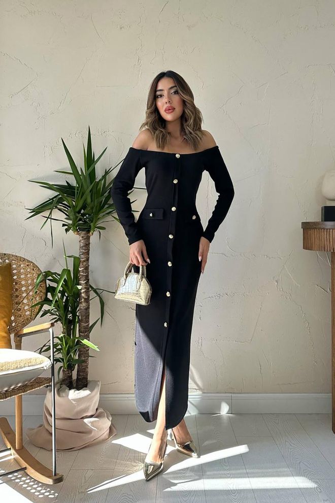 Elisa Schwarz Sexy Elegant Formal Bodycon Maxi Kleid Großhandelskleidung Sexy