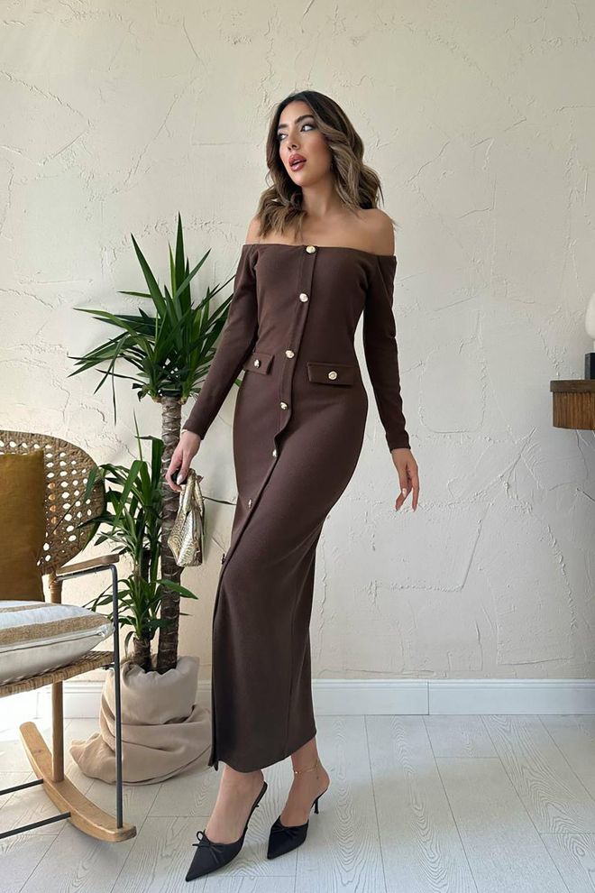 Elisa Braun Sexy Elegant Formal Bodycon Kleid Großhandelskleidung Sexy