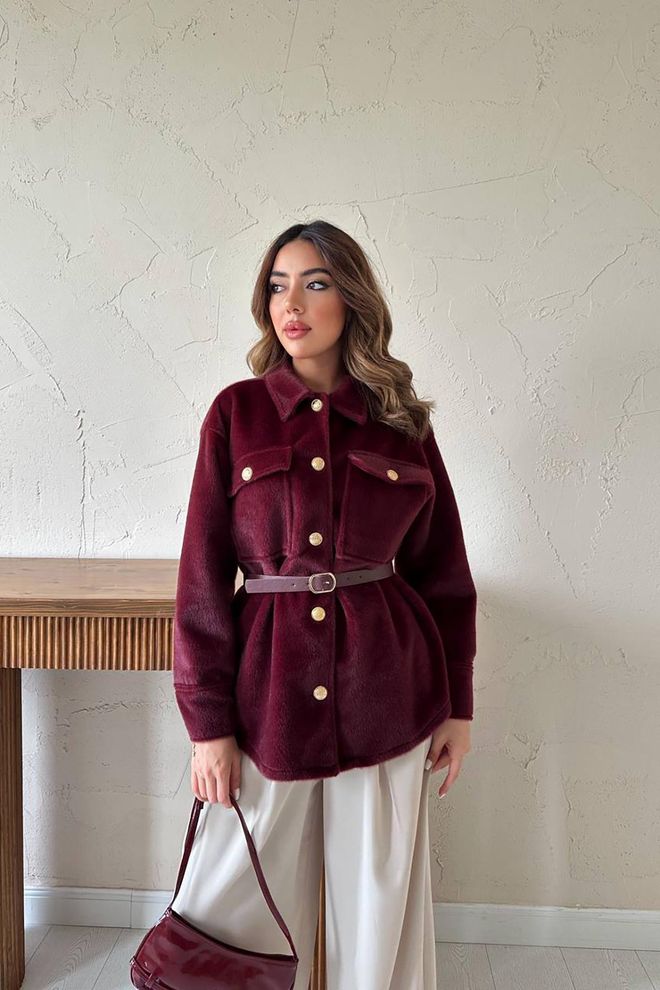 Elisa Camicia Casual Elegante Bordeaux Abbigliamento all'ingrosso Modesto