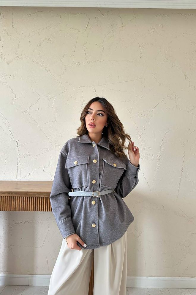 Elisa Camicia Grigia Casual Elegante Abbigliamento all'ingrosso Casuale