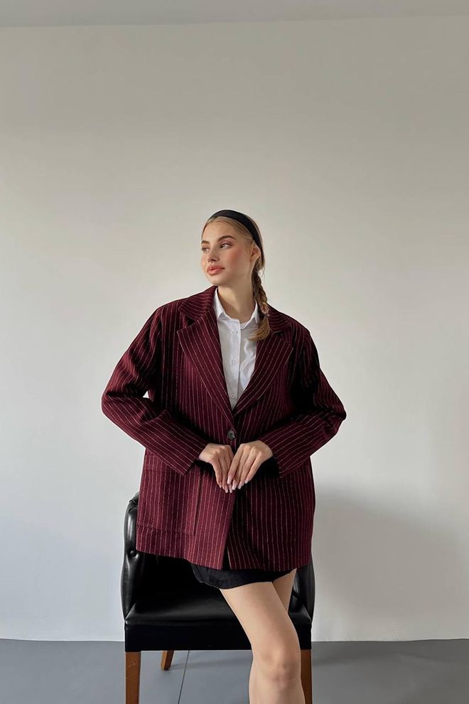 Elisa Giacca Blazer Formale Bordeaux Monopetto Abbigliamento all'ingrosso Casuale