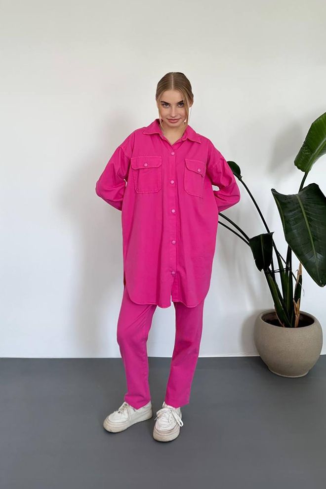 Elisa Set Fucsia Con Vestibilità Oversize Casual Streetwear Abbigliamento all'ingrosso Casuale