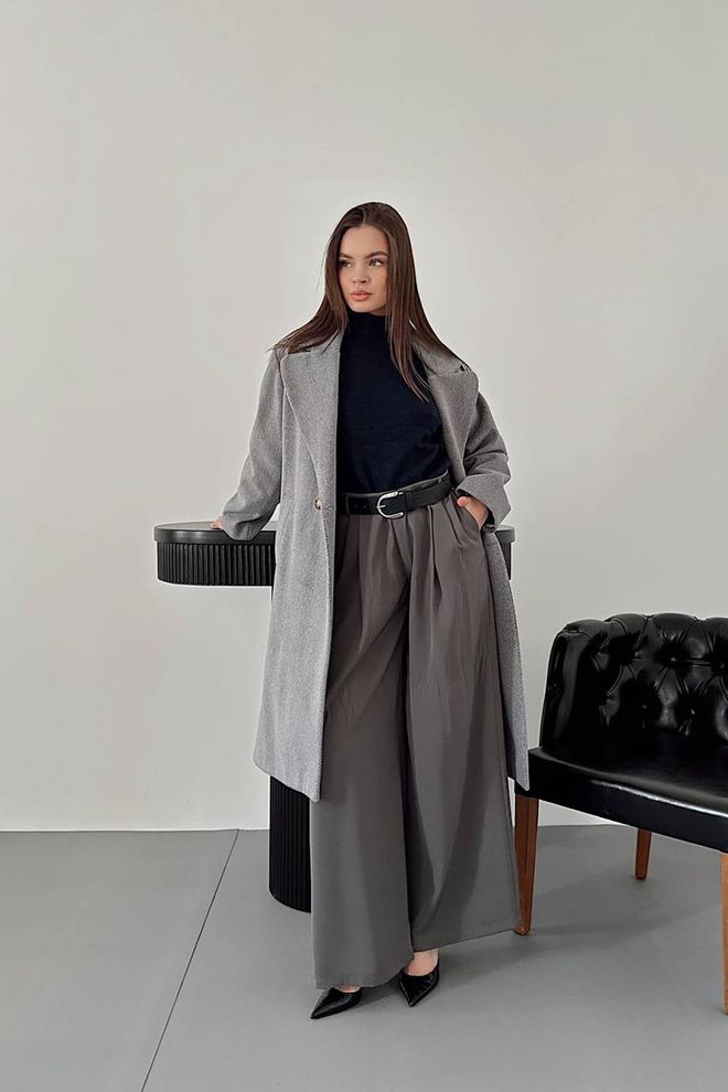 Elisa Long Coat Gray Wholesale Clothing Casual