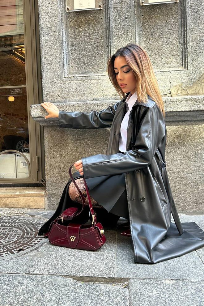 L&C Black Elegant Formal Sexy Vintage Glam Retro Trenchcoat Wholesale Clothing Formal