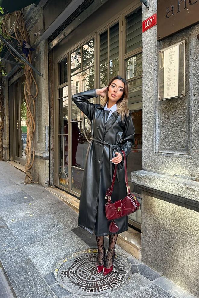 Elisa Raglan Sleeve Trench Coat Black Wholesale Clothing Casual
