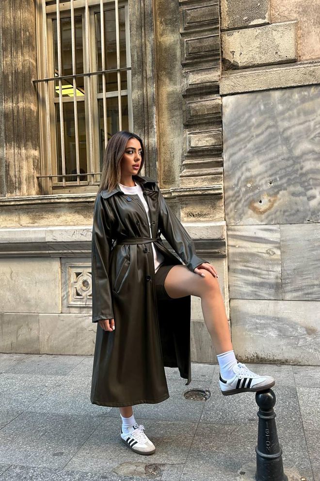 Elisa Raglan Sleeve Trench Coat Khaki Wholesale Clothing Casual