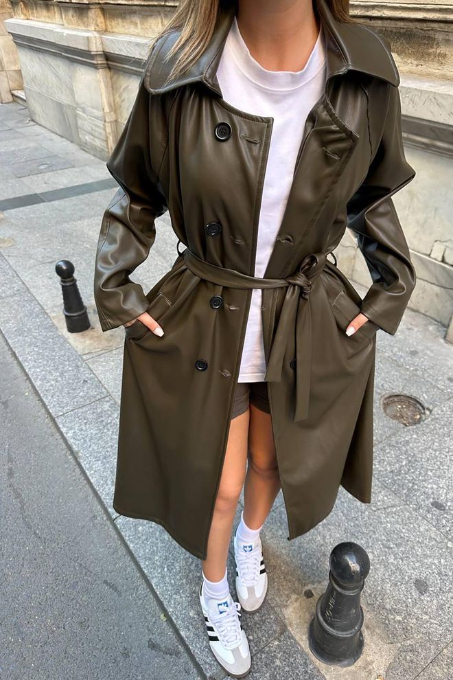 L&C Black Trenchcoat Single Breasted Elegant Style Wholesale Clothing Fall