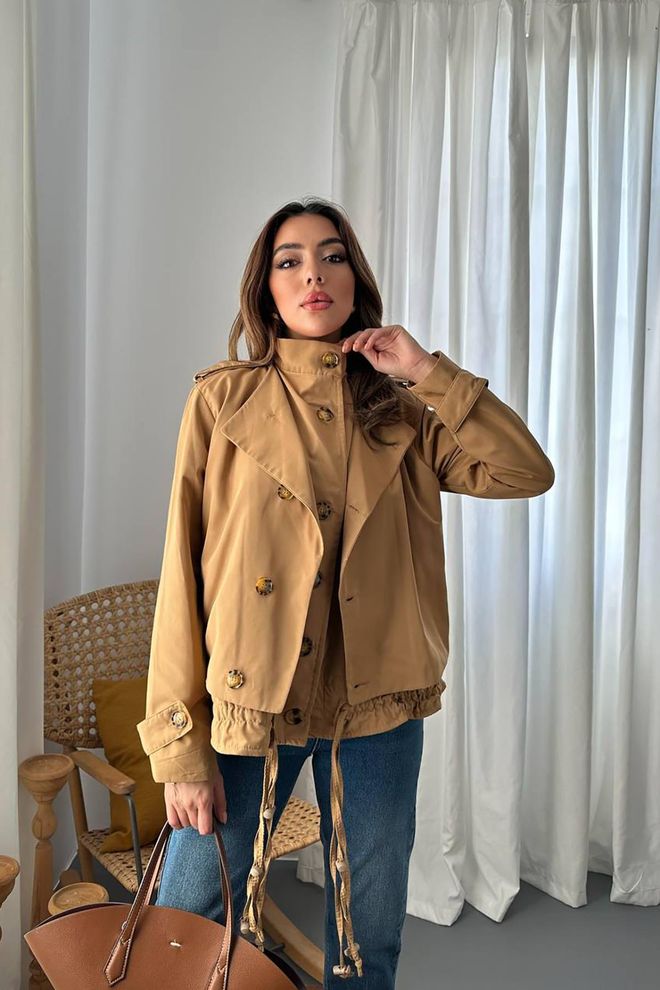 Elisa Double Layer Short Jacket Camel Wholesale Clothing Casual