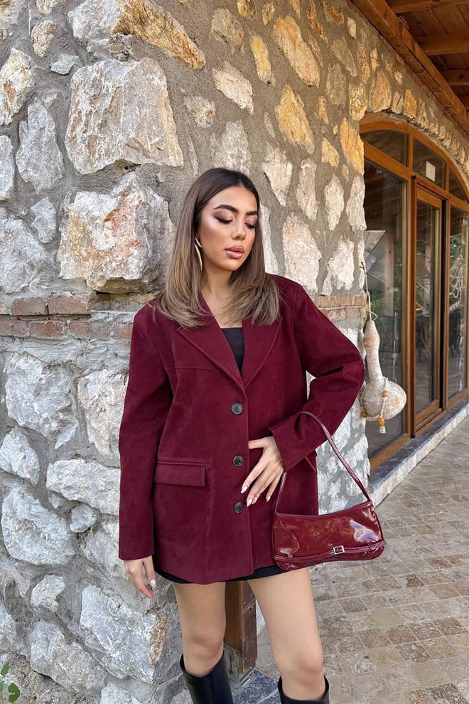 Elisa Claret Red Elegant Jacket Wholesale Clothing Casual