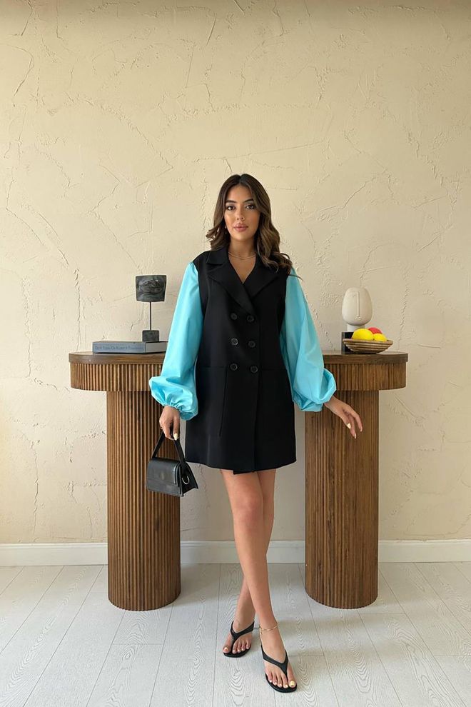 L&C Rochie Blazer Mini Neagră Cu Decolteu Crestat Îmbrăcăminte cu ridicata Formal
