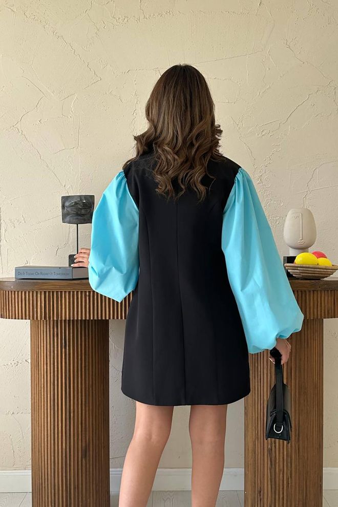 L&C Μαύρο Μίνι Φόρεμα Blazer Με Notched Λαιμόκοψη Χονδρικό εμπόριο ενδυμάτων Κομψό