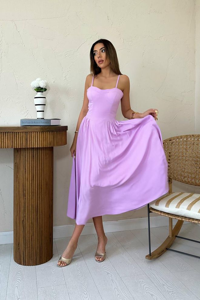 L&C Elegante Roze Fit And Flare Jurk Groothandel Kleding Casual