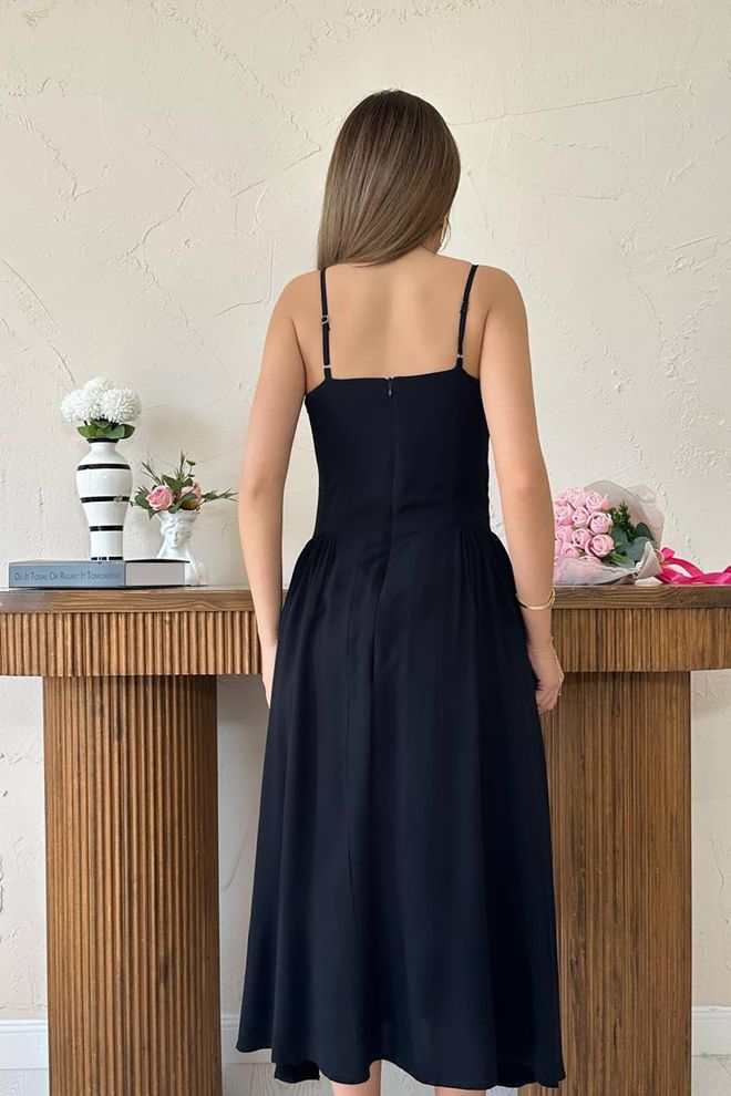 L&C Czarna Elegancka Sukienka Fit And Flare Hurtowa sprzedaż odzieży Seksowny