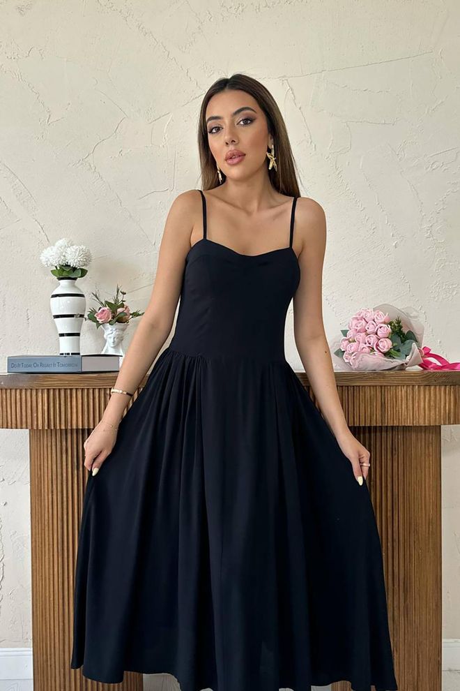 L&C Czarna Elegancka Sukienka Fit And Flare Hurtowa sprzedaż odzieży Przyjęcie