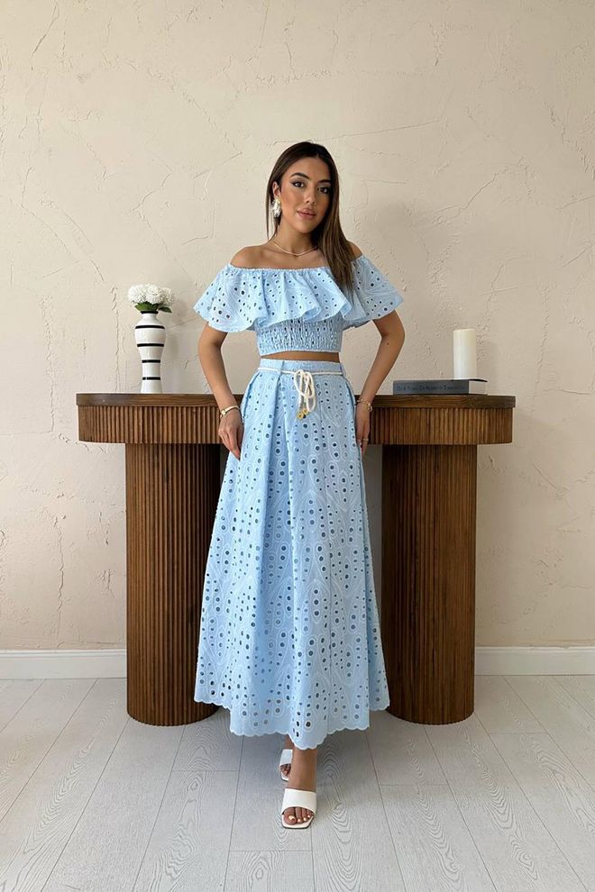Elisa Set Blu Casual Elegante Boho Sexy Abbigliamento all'ingrosso Casuale