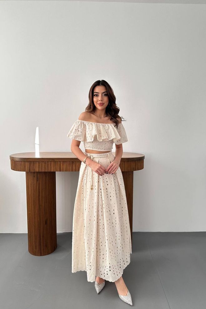 Elisa Bej Boho Zariflik Seti Bahar Yaz İçin Toptan Giyim Gündelik