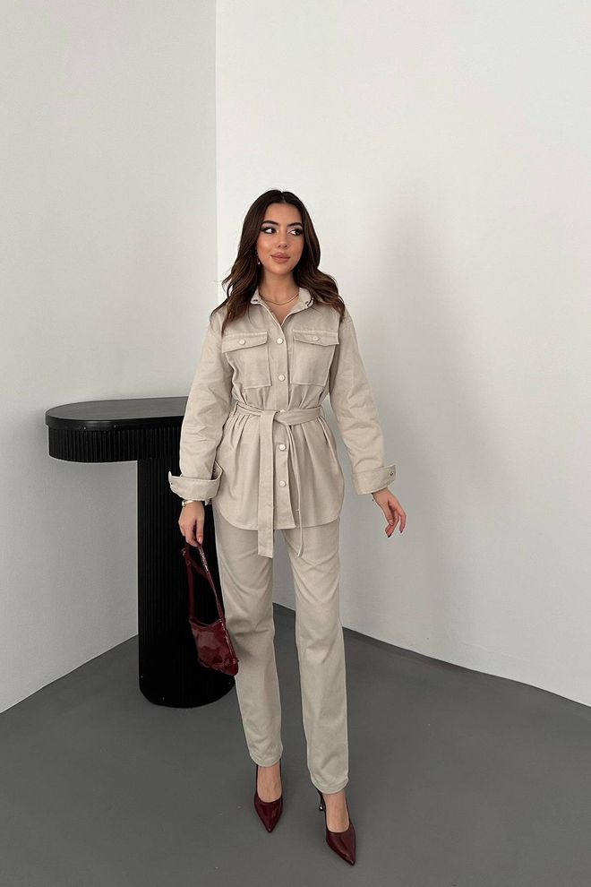 Elisa Set Beige Elegante Casual Per Lavoro E Festa Abbigliamento all'ingrosso Casuale