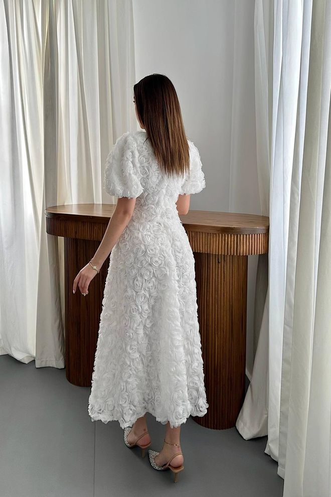 Elisa Biele Elegantné Šaty Fit And Flare Midi Veľkoobchod s oblečením 5