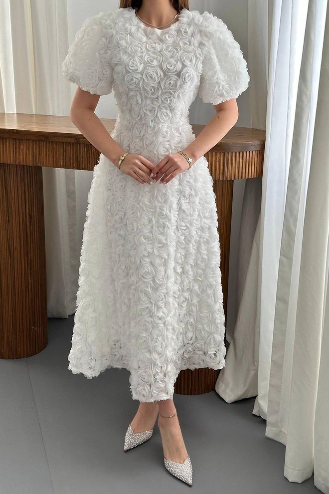 Elisa Biele Elegantné Šaty Fit And Flare Midi Veľkoobchod s oblečením Sexy