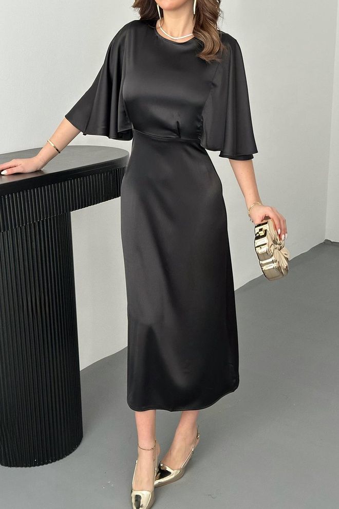 L&C Vestido Preto Elegante Formal Sexy Glam Slip Roupas por atacado Primavera