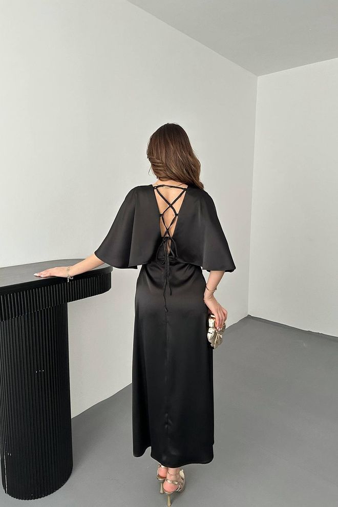 L&C Vestido Preto Elegante Formal Sexy Glam Slip Roupas por atacado Formal