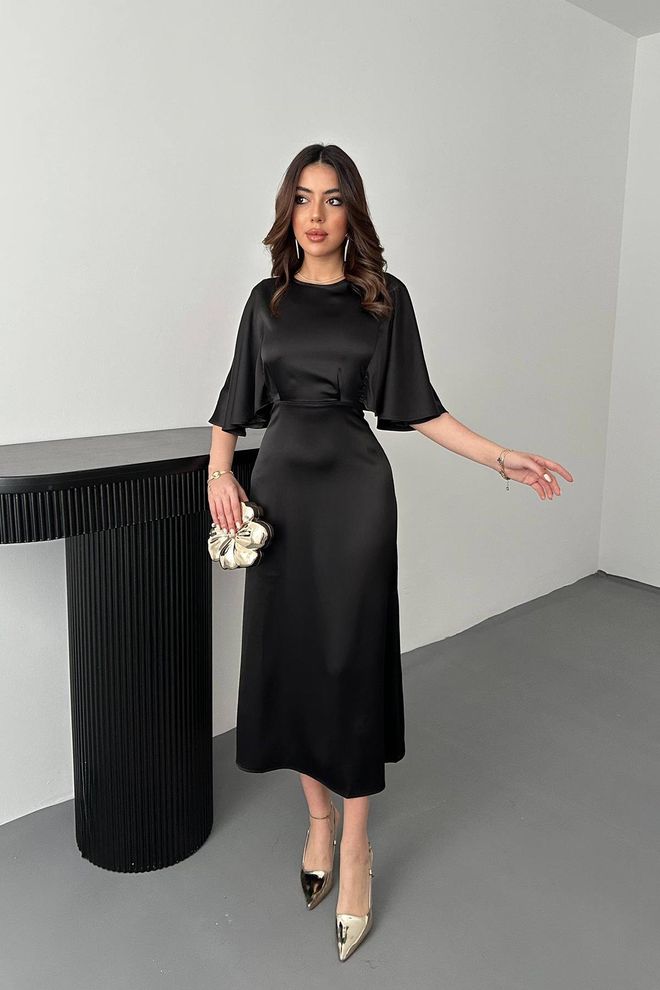 L&C Vestido Preto Elegante Formal Sexy Glam Slip Roupas por atacado 1