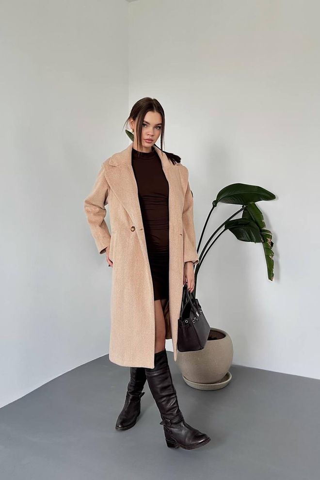 Elisa Long Coat Camel Wholesale Clothing Casual