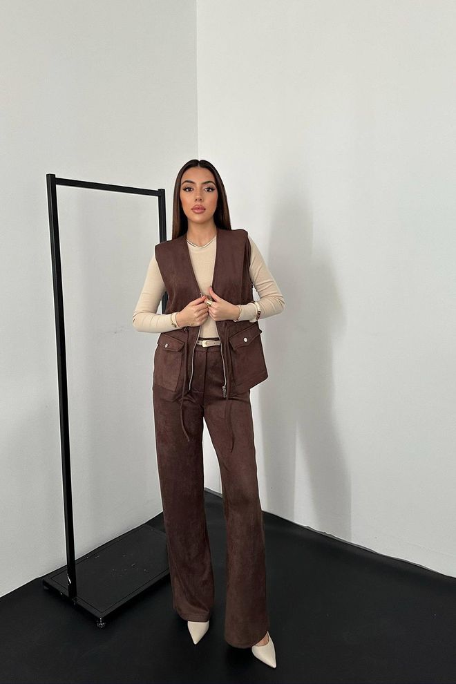 Elisa Brown Elegant Formal Set Wholesale Clothing Casual