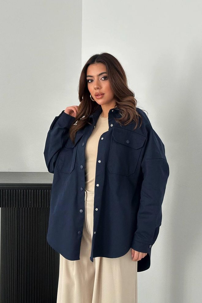 Elisa Camisa Azul Marino Casual Oversized Ropa al por mayor Casual