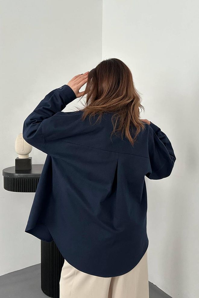 Elisa Camisa Azul Marino Casual Oversized Ropa al por mayor 5