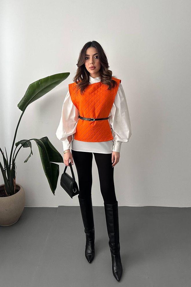 Elisa Súprava Skromný Neformálny Elegantný Oranžová Veľkoobchod s oblečením Práca