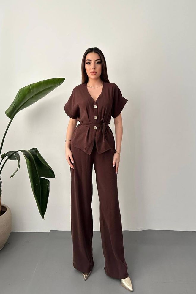 Elisa Brown Elegant Formal Set Wholesale Clothing Casual