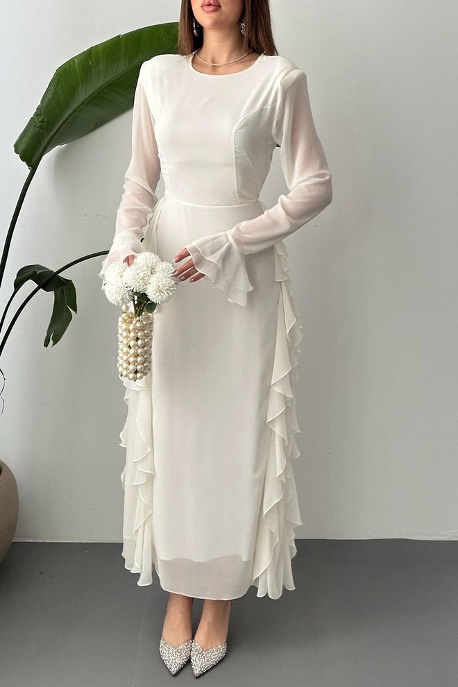 Elisa Witte Elegante Formele Sheathed Jurk Groothandel Kleding Lente