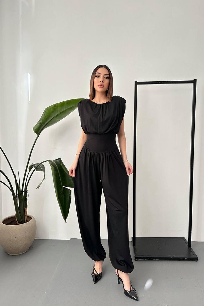 Elisa Elegante Zwarte Tailored Jumpsuit Groothandel Kleding Vintage
