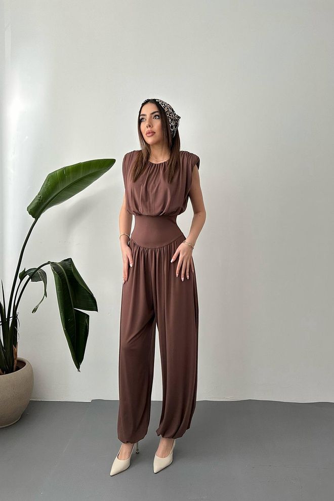 Elisa Коричневый Элегантный Повседневный Комбинезон Без Рукавов Натягивать Оптовая продажа одежды Повседневный