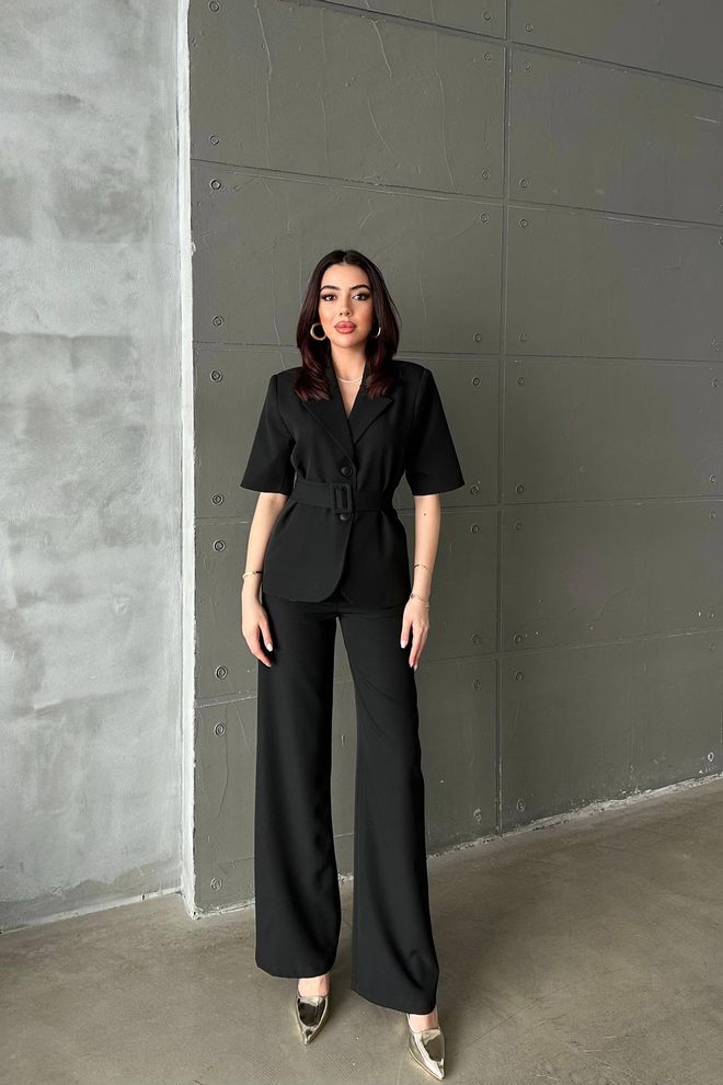 Elisa Поставил Формальный Элегантный Черный С Брюками Палаццо Оптовая продажа одежды Формальный