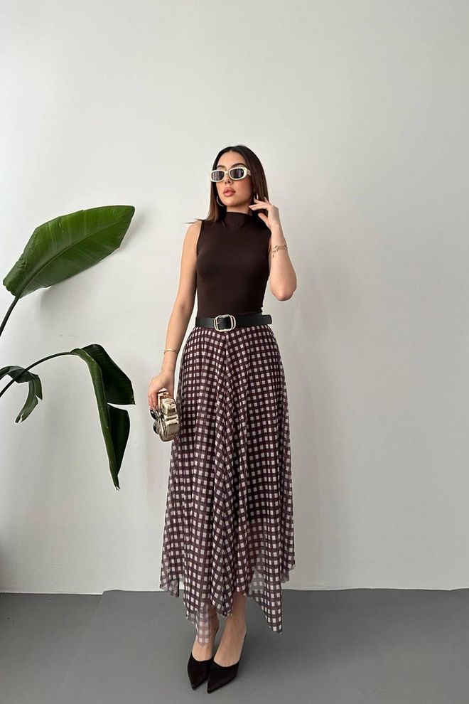 Elisa Ruda Retro Pledas Asimetrinis Midi Sijonas Su Aukšta Liemene Didmeninė prekyba drabužiais Kokteilinė