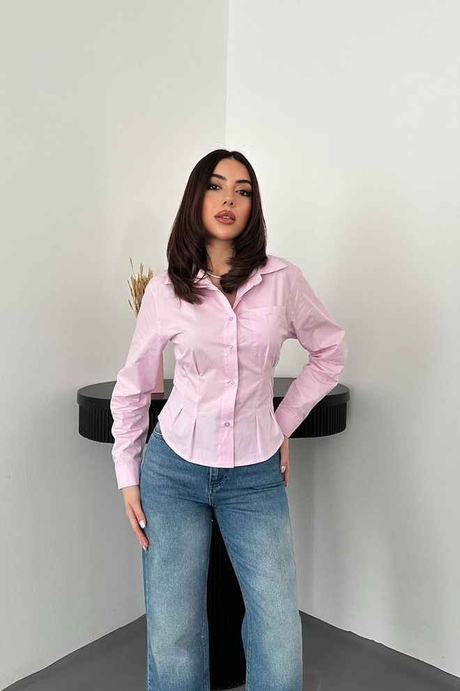 Elisa Pink Formal Elegant Slim Fit Buttoned Shirt Wholesale Clothing 1